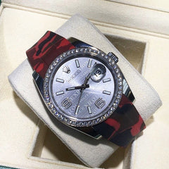 Red Camouflage Rubber Rolex Datejust Strap