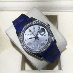 Navy Blue Camouflage Rubber Rolex Datejust Strap